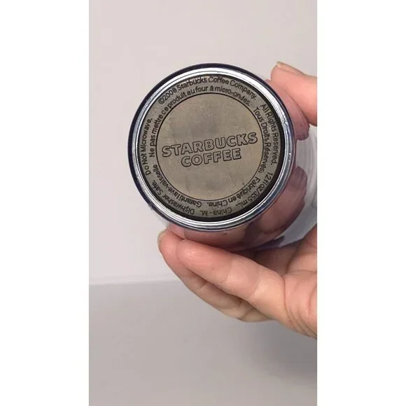 Starbucks New with Tag 2009 Blue Floral Travel Mug with Lid 12 Oz Double Wall - Picture 6 of 6